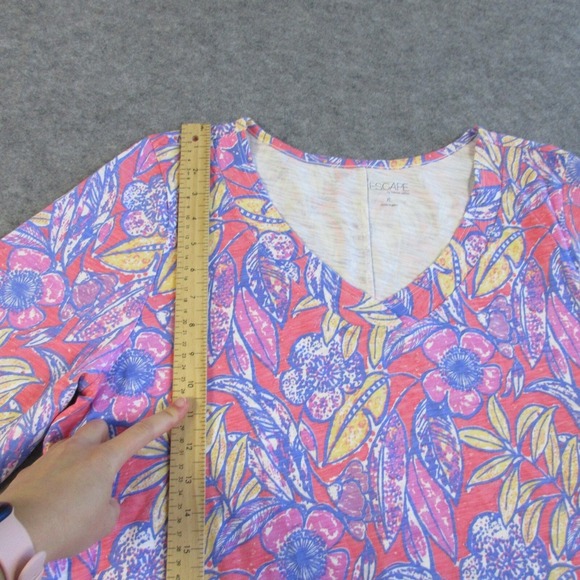 Habitat Women Mini Dress XL Floral Lagenlook Pink Purple Cotton Beach Casual 308 - Picture 7 of 14